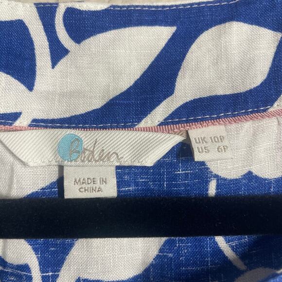Boden Petite Size 6/6P Floral Casual Linen Tunic Dress Blue White 3/4 Sleeves - Picture 7 of 11